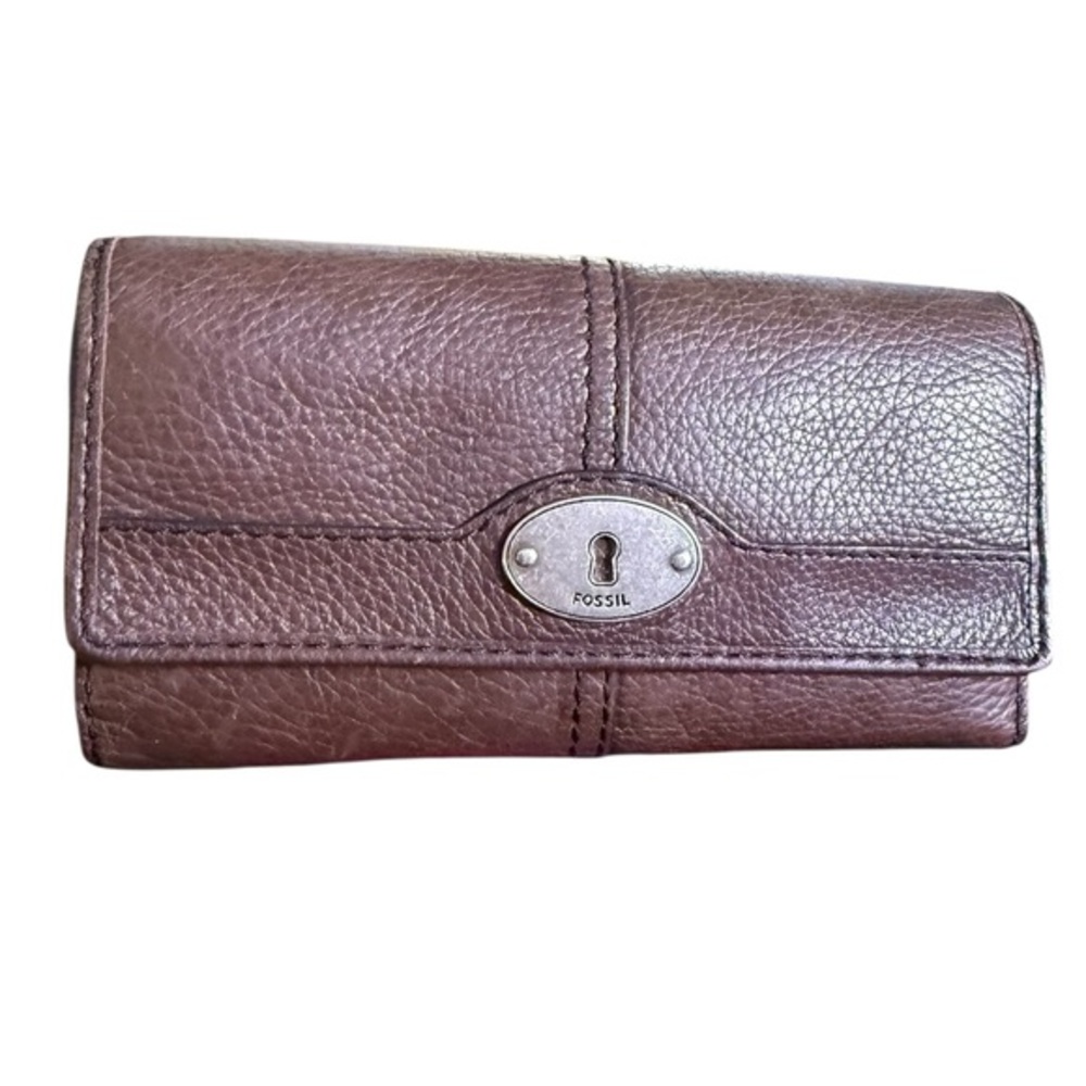 Fossil Brown Leather Long Bifold Wallet Vintage Inspired Classic